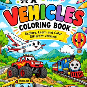 Vehicles Colouring Book for Kids Ages 3–6 | Printable A4 PDF