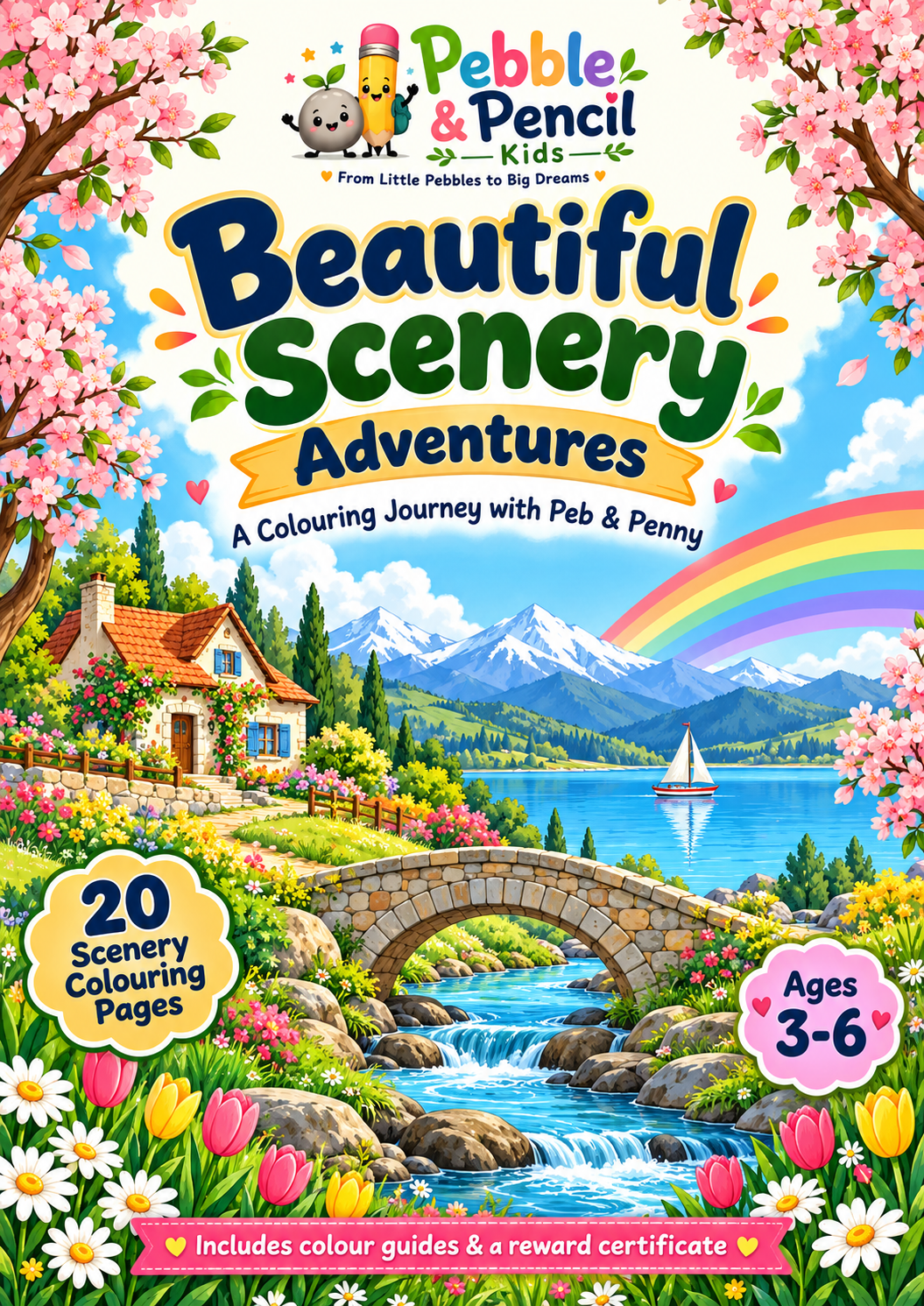 Beautiful Scenery Adventures | 20 Printable Colouring Pages for Ages 3–6